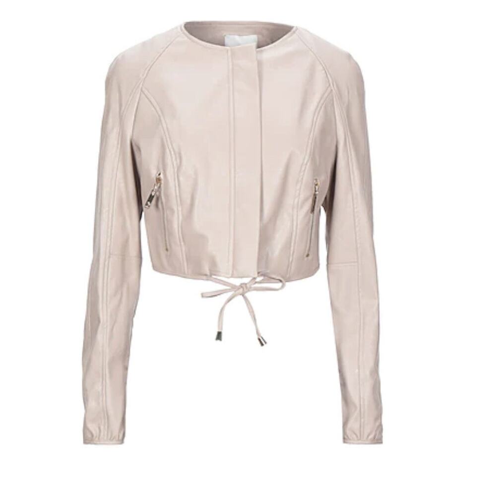 RELISH women’s faux leather cropped jacket sz. L  Pastel Pink NWT